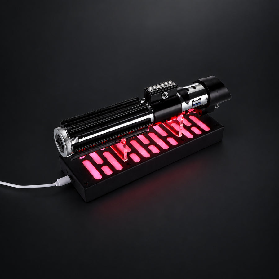 Illuminated hilt display stand with saber