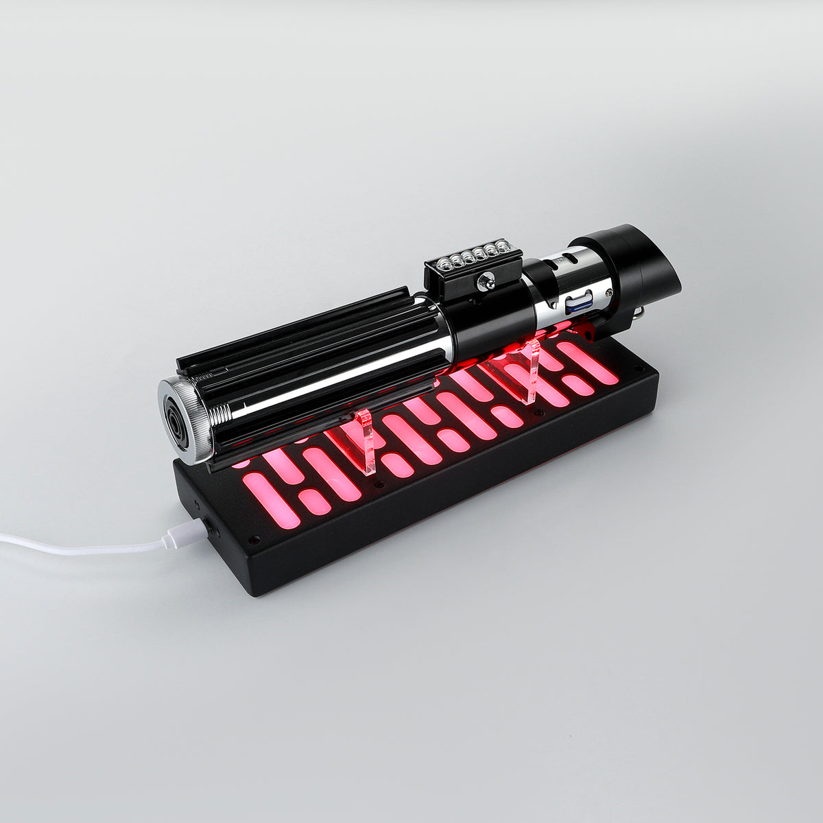 Illuminated hilt display stand with saber