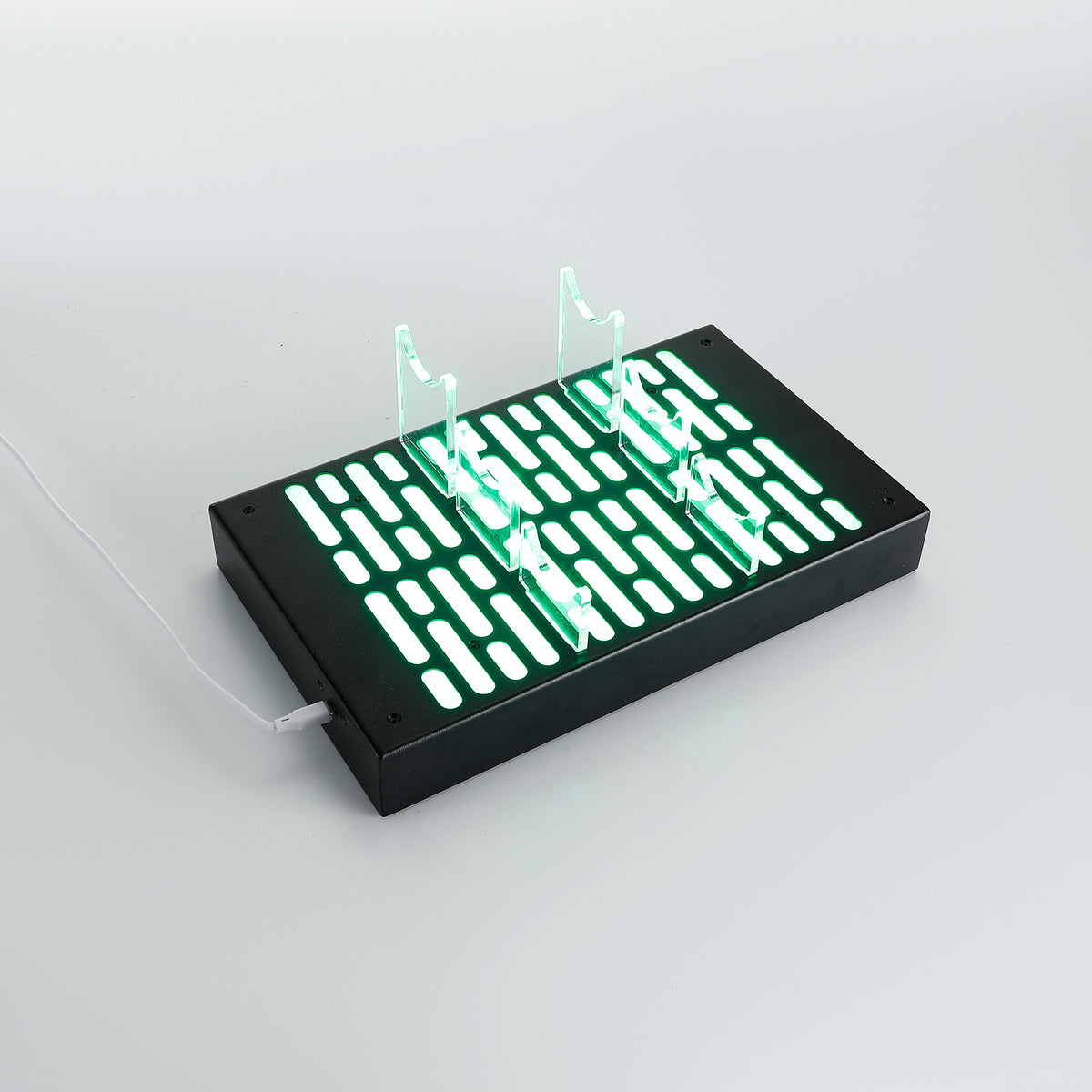 Illuminated multi-hilt display stand glowing green
