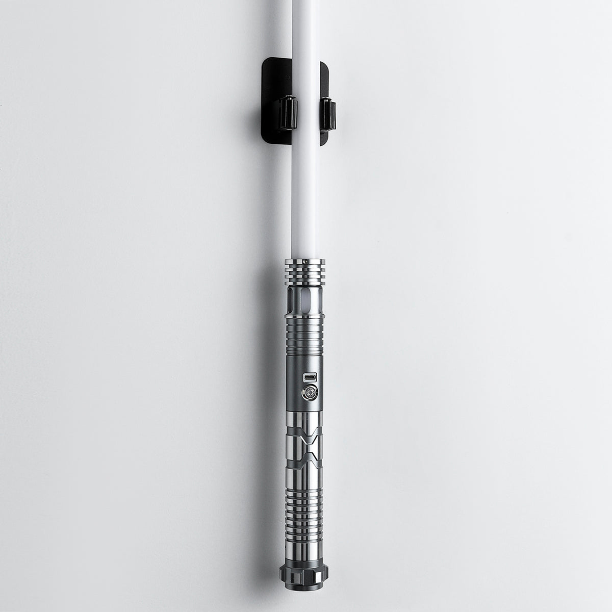 Black saber wall mount in use